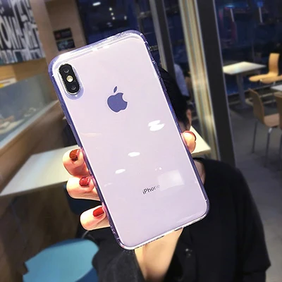 SUYACS 7 ярких цветов прозрачный противоударный чехол для телефона для iPhone 11 Pro Max 7 8 Plus X XS Max XR 6 6S Ультратонкий Мягкий ТПУ задняя крышка - Цвет: Transparent Purple