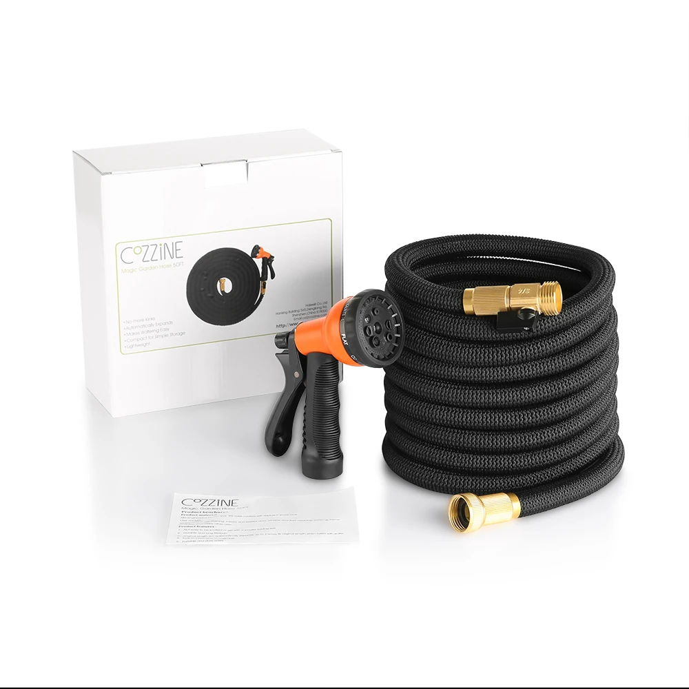 

COZZINE 50FT 8 Modes Garden Hose Expandable Magic Flexible Water Hose EU Plastic Hoses Pipe With Nozzle Spray Gun To Watering