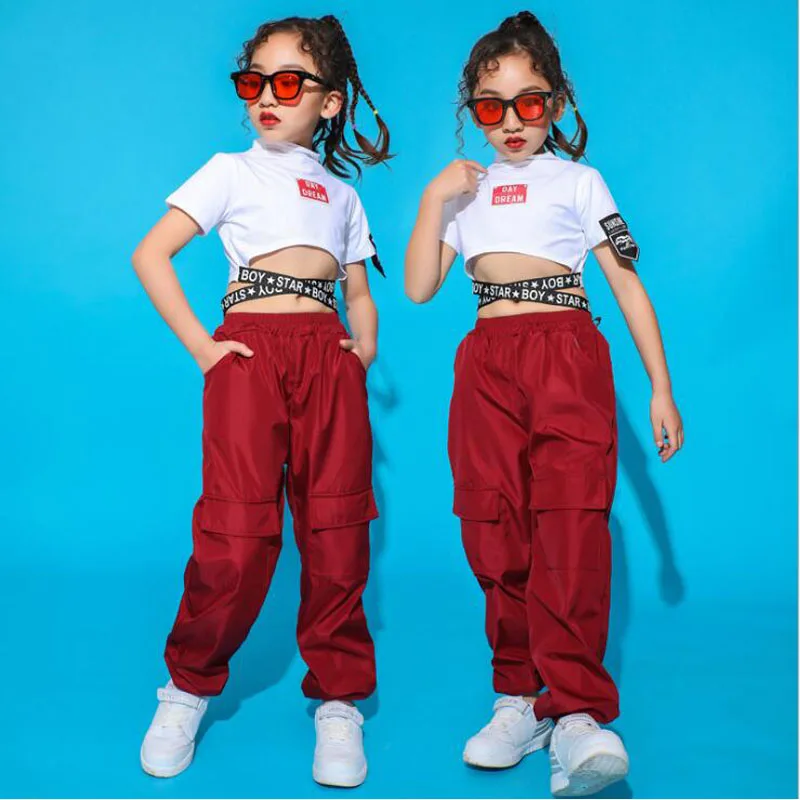 Детская одежда в стиле хип хоп одежда танцевальные костюмы обувь для девочек Укороченный свитшот рубашка Топ Jogger Брюки Джаз бальные танцы