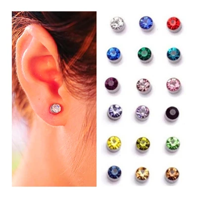 

9 colors magnetic Clips Earrings for women 4mm 5mm Crystal Ear Cuff earrings no pierced fake piercing ohrringe
