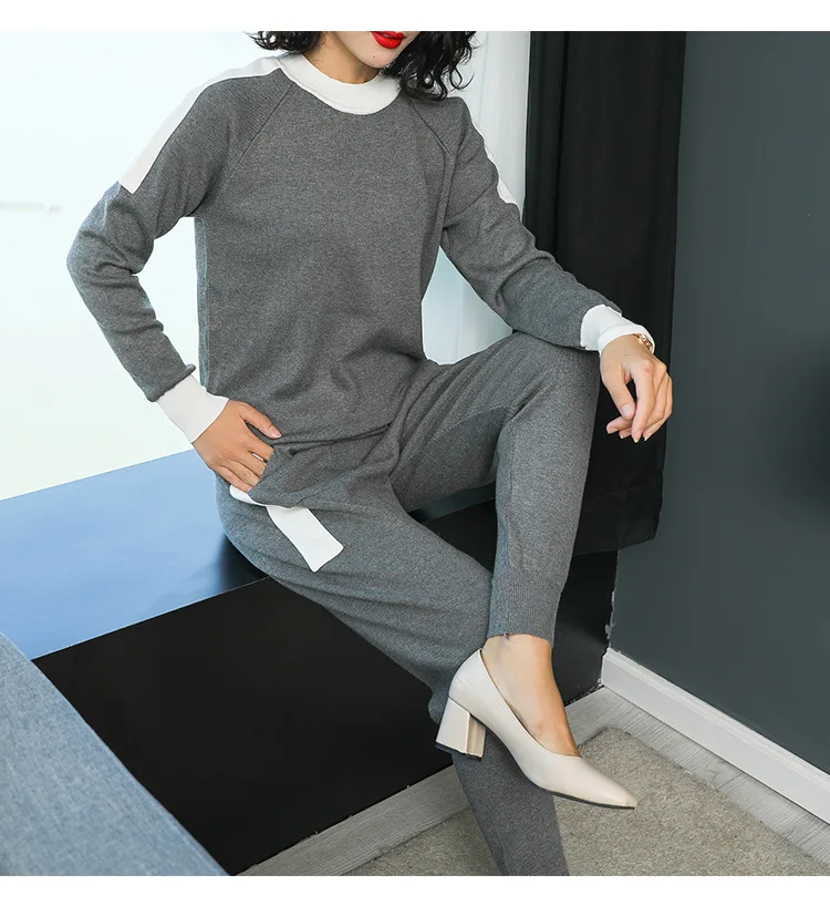 

2018 autumn/winter sporting leisure suit harem pants fashion long sleeve casual sweater two-piece set women 50030