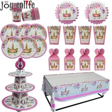 

1set Unicorn Party Supplies Pink Tableware Paper Plates Napkins Straws Birthday Party Decorations Kids Baby Shower Supplies