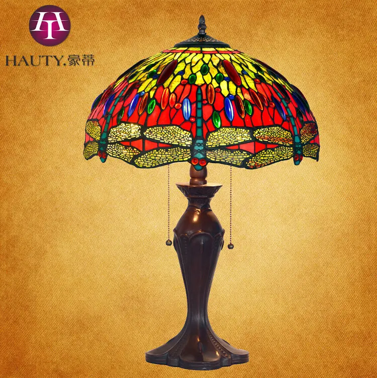 16-Inch Table Lamp Stained Glass Tiffany Lamp Shade Handmade Fine Art Of Making Tin