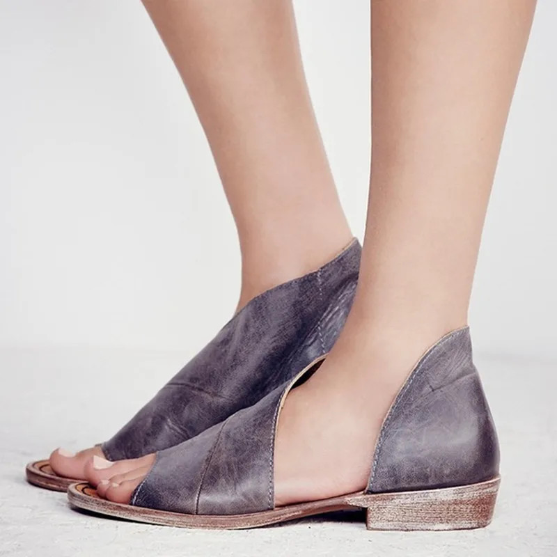 

PU Open Toe Flat Women Dress Shoes Cork Sandals