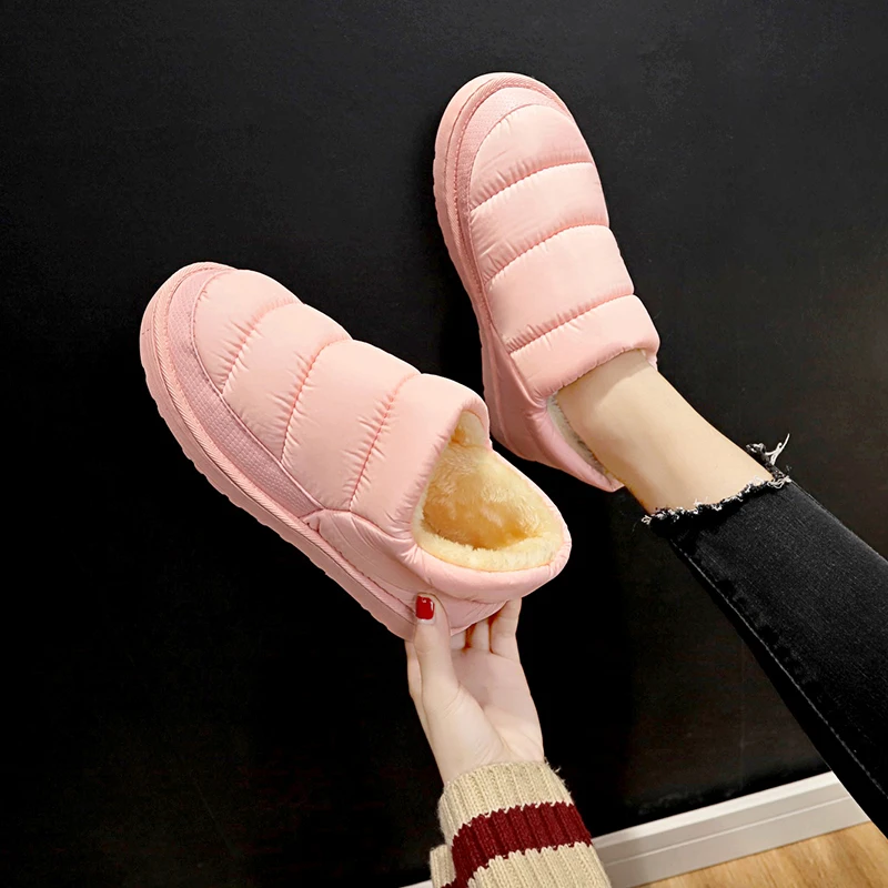 

Women/Men Winter Boots Flats Platform Casual Home Shoes Woman Winter Warm Fur inside WaterProof Ankle Boots Big size 44 9h48