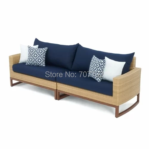 Высококлассный открытый секционный диван Тиковая рама садовая мебель для патио плетеный диван из ротанга наборы