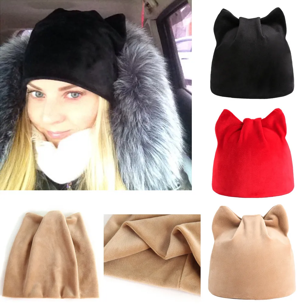 

2018 Fashion Warm Cat Hats Earmuffs Hat Women Baggy Warm Crochet Winter Stylish Ski Beanie Skull Slouchy Caps 10Dec 10