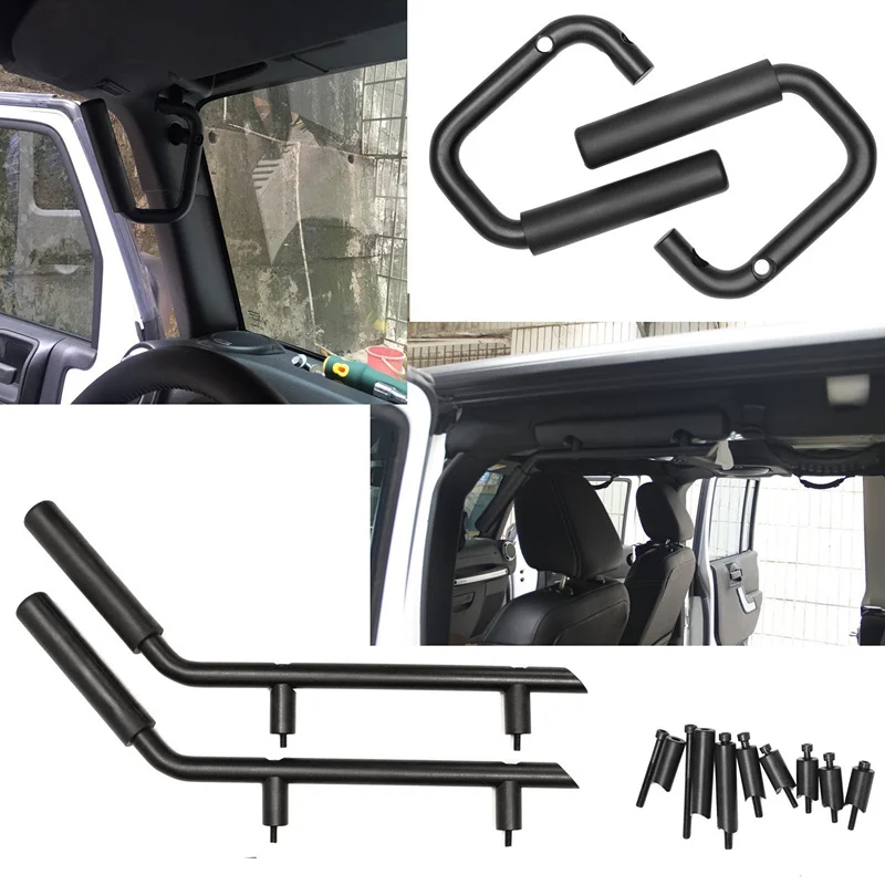 2x Front Grab Bar Steel Grab Handles for 07-17 Jeep Wrangler JK 4 Door Grab Bar 