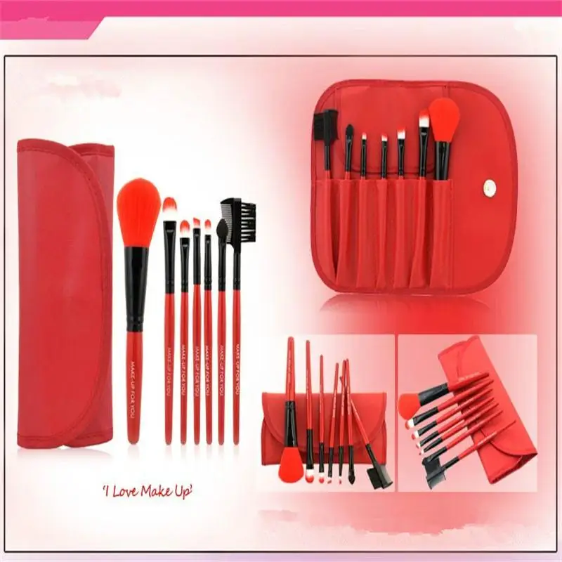 Hot 7pcs Kit Makeup Brushes Professional Set Cosmetic Lip Blush Foundation Eyeshadow Brush Face Make Up Tool Beauty Essentials