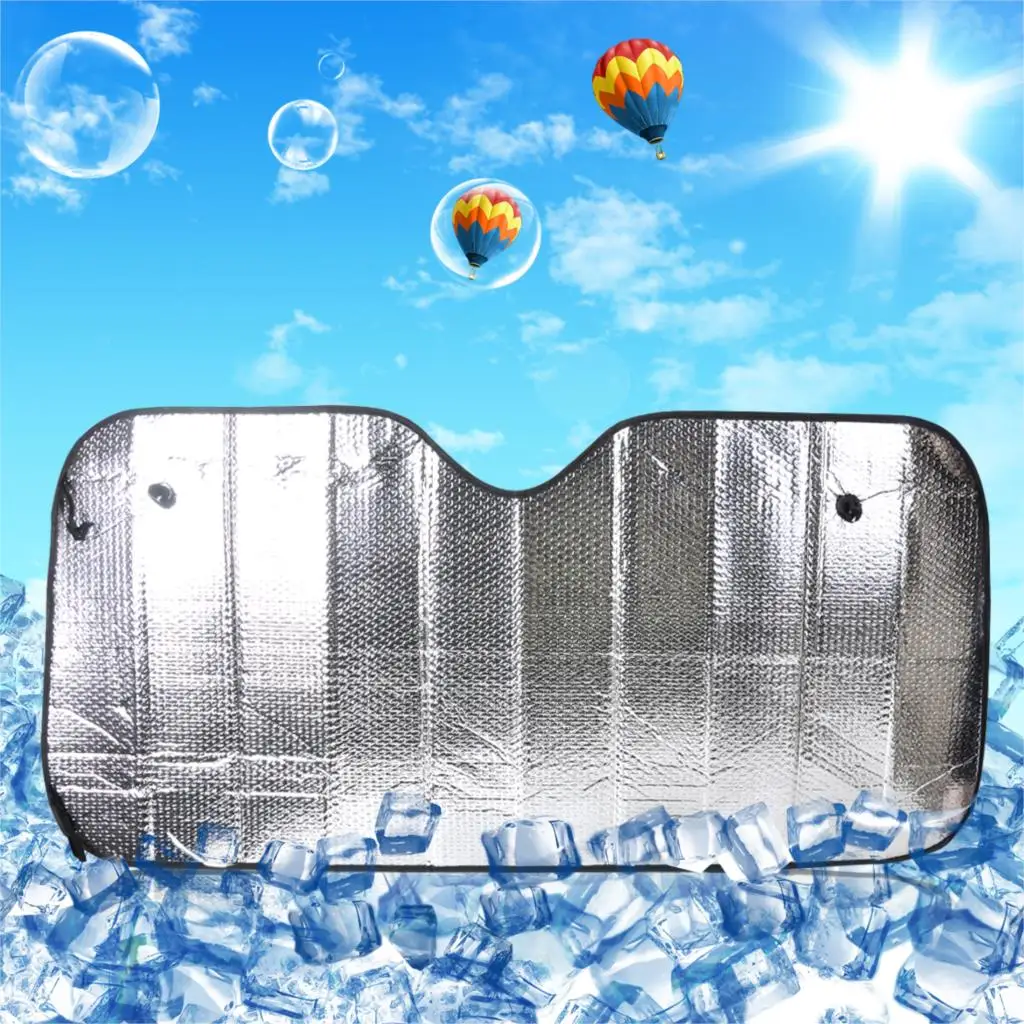 

DWCX 127x60cm Car Foldable Sun Shade Visor Shield Rear Front Windshield Reflective Heat Cover For Ford BMW Audi Toyota Nissan VW