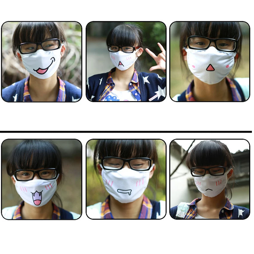 Moe& Cute аниме Kaomoji-kun смайлик рот муфельной хлопок Анти-пыль маска для лица