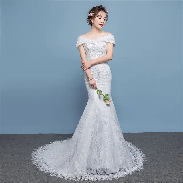 Mermaid Wedding Gowns 2019 Off Shoulder Tail Bride Dress Beach