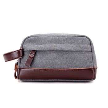 

Men's Vintage Fashion Canvas Clutch Bag High Quality Canvas Leather Patchwork Clutch Handbags For Men Gray Day Clutches Men