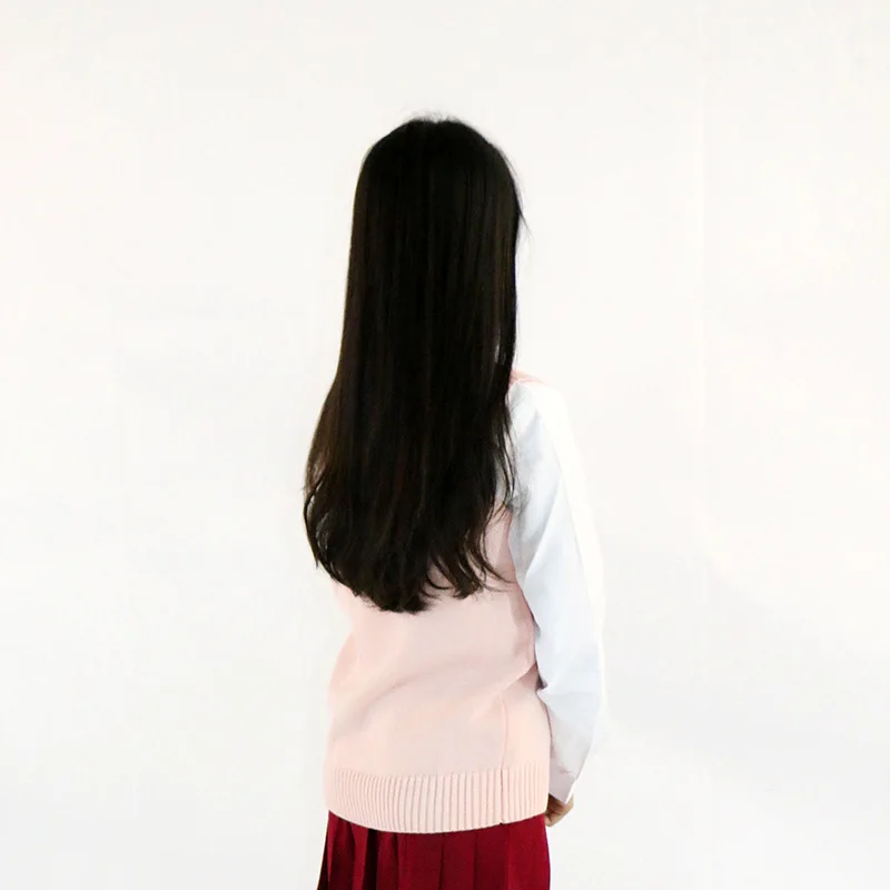 Japanese School Uniform Vest Sweater Women 2018 Spring Winter New Fashion Female V-neck Sleeveless Solid Color Vests Sweaters