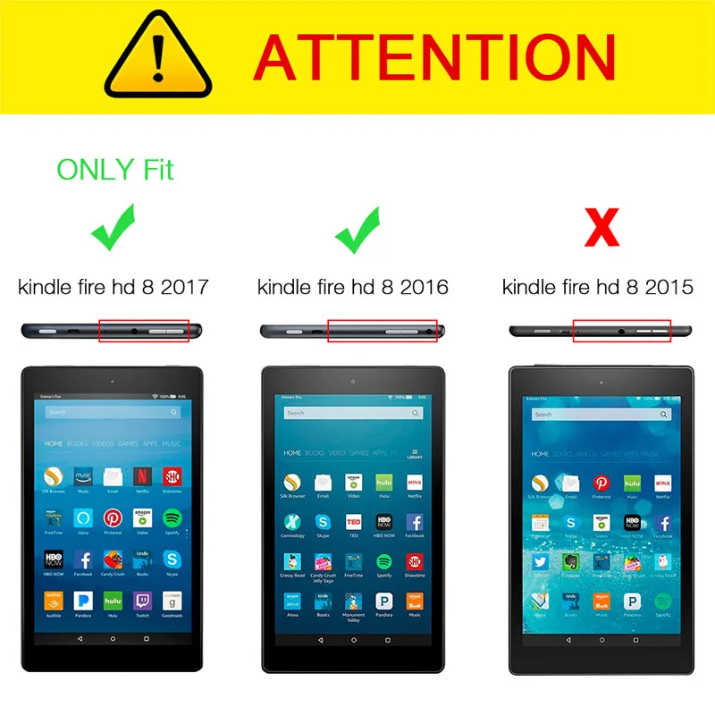 Чехол из искусственной кожи с зернистой фактурой для нового Kindle Fire HD 8 2017 0 дюймов