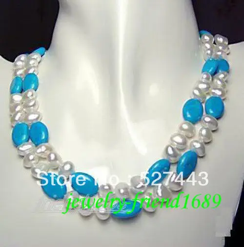 

Wholesale free shipping >>JEWELRY FRESHWATER PEARL&TURQUOISE NECKLACE 33