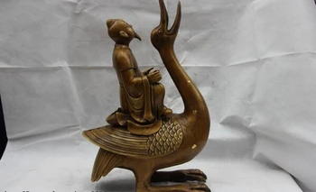 

song voge gem S1427 China Dynasty palace Copper geezer ride duck Crane Statue Incense Burner Censer