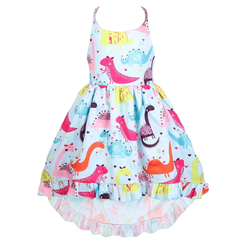 Г. летнее платье для маленьких девочек, хлопковое платье с принтом животных милое платье с оборками и русалкой