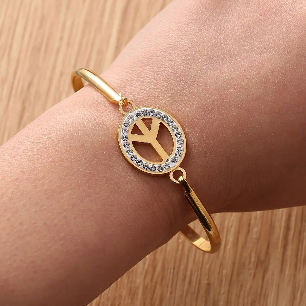 Овальный высококачественный браслет из нержавеющей стали с крестиком в форме сердца для женщин, золотой круг квадратной формы для женщин и девушек, лучший подарок