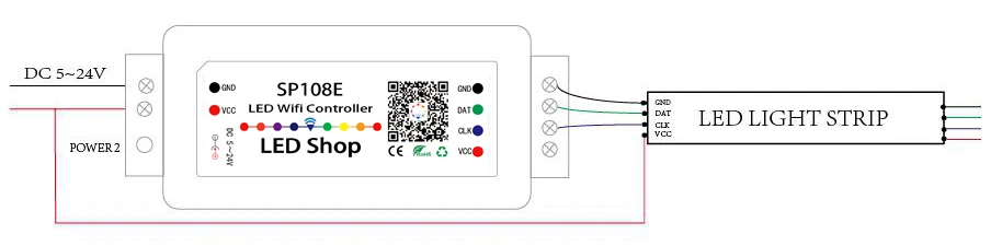 DC 5 в 12 В 24 В светодиодный WiFi Bluetooth музыкальный контроллер SP105E SP106E SP107E SP108E SP501E SP110E Пиксельная адресация полноцветный RGB контроллер