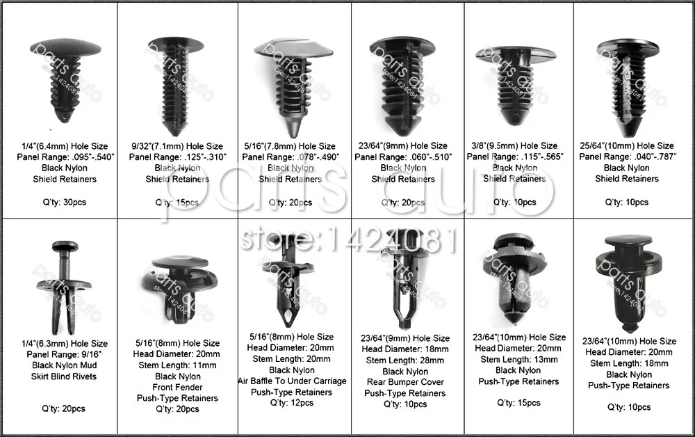 Buy 192x Automotive Push Pin Retainer Assortment