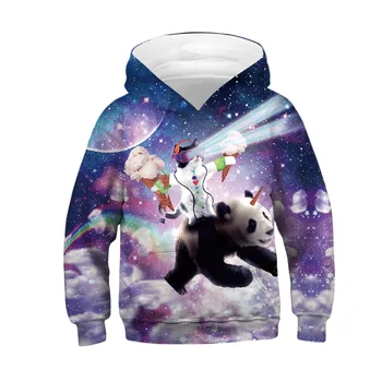 

Children Hooded Long Sleeve 3D Digital Print Panda and Dancing Cat Pullover Hoodies Boys and Girls 3D Hoodies