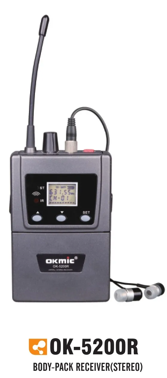 4 шт./лот OKMIC OK-5200R с одним приемником(включая наушники) Профессиональный беспроводной монитор система приемник 830-843 МГц