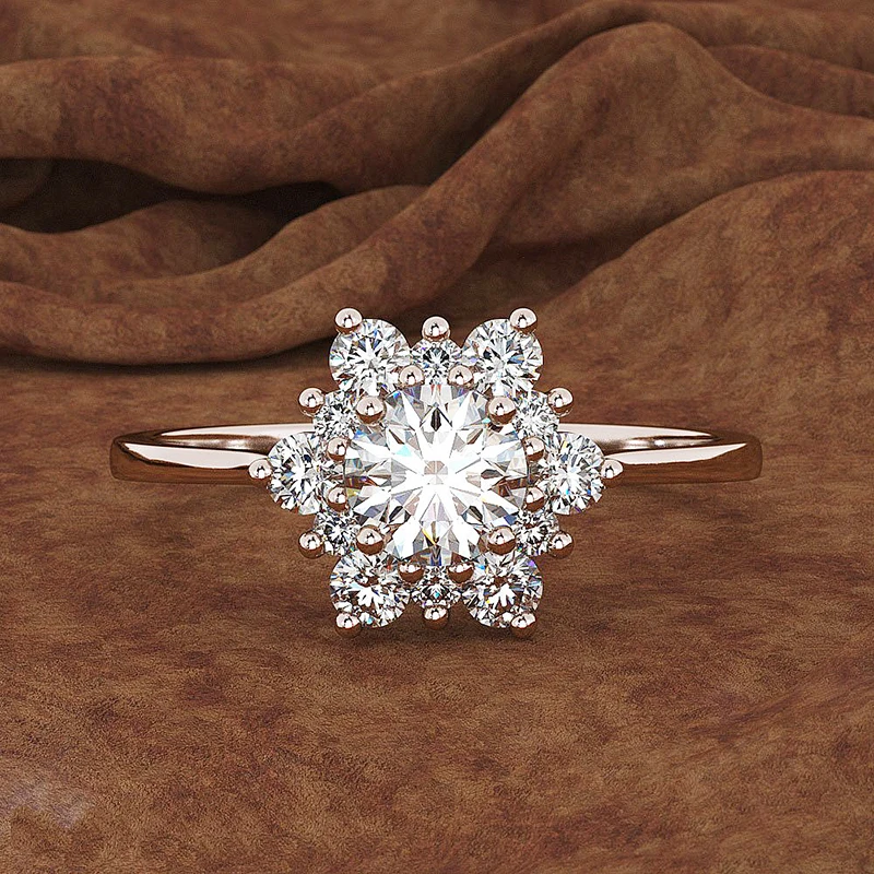 Белое кольцо со снежинками предложить подарки Цветок обручальное золото античный
