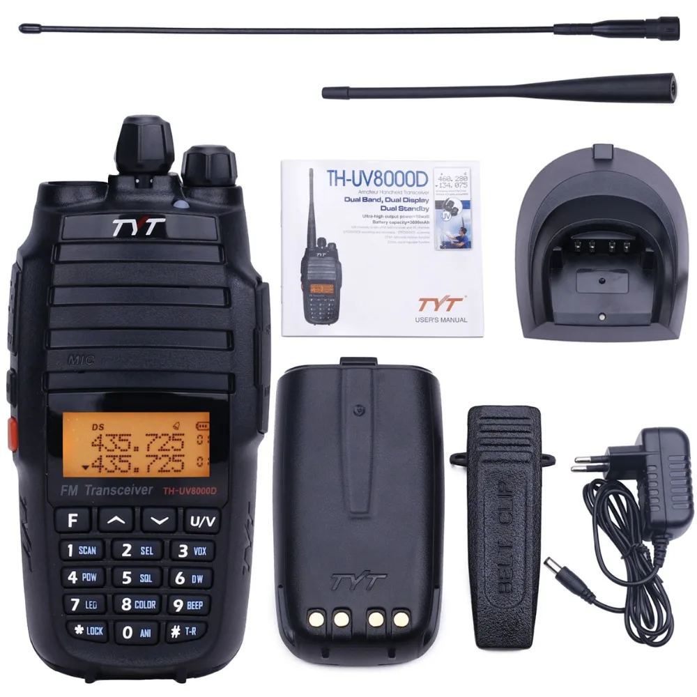 TYT TH-UV8000D Walkie Talkie 10 Вт Высокая мощность кросс-диапазон Ретранслятор th8000d Любительское радио 10 км 136-174/400-520 МГц 2 способ радио