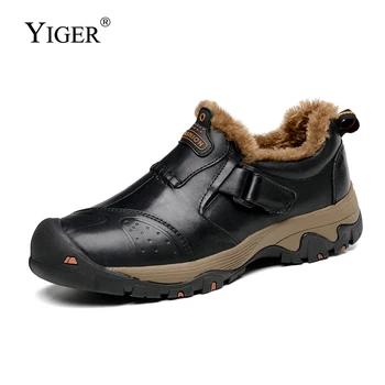 

YIGER New Men hiking casual shoes Big size Autumn/winter Outdoor hiking man shoes Genuine Leather male leisure shoes 0201