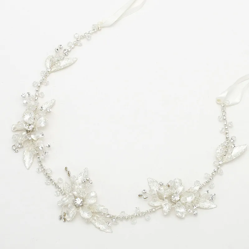 

Floralbride Handmade Wired Rhinestone Crystal Pearls Wedding Headband Bridal Hair Vine Hair Accessories Women Jewelry