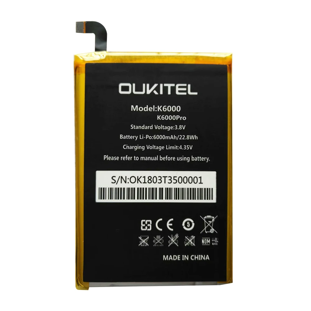 

For Oukitel K6000 Pro Battery Replacement New Large Capacity 6000mAh Back Up Battery Batteries For Oukitel K6000 Pro