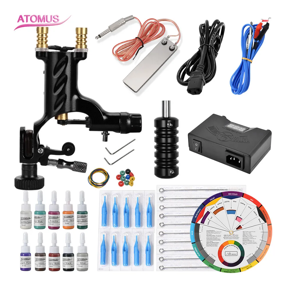 

Tattoo Machine Set Complete Pro Kit Professional Cartridge Pro Rotary Tattoo Machine Shader Liner Professional Kit Motor Gun