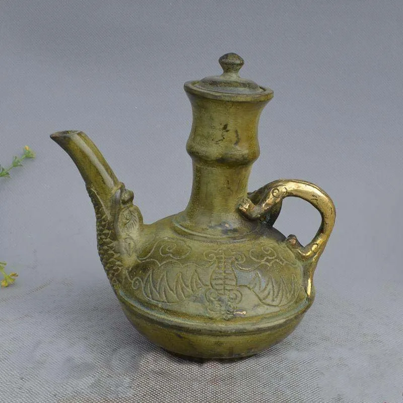 

China The Bronze Gilt 8 Auspicious Brave Troops Water Wine Tea Pot Flagon