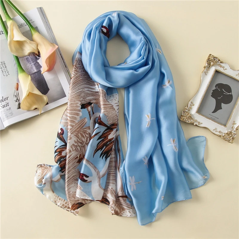 

LARRIVED New Design Luxury Brand Solid silk Summer Scarf Gradient Dip dye Women Muslim Hijab Shawl Long Soft Wrap
