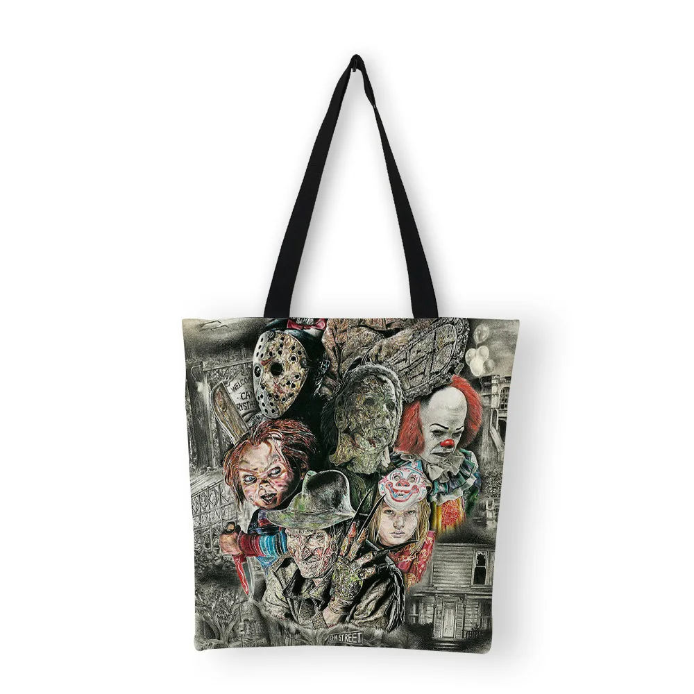 

Women Handbags Horror Movie Character Jason Print canvas Bag Women Big Capacity