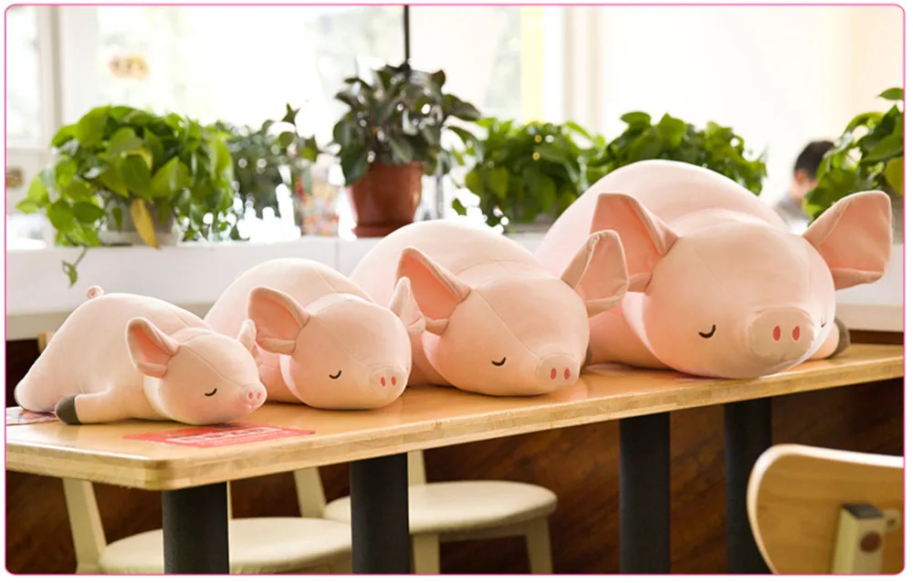 Fancytrader Large Soft Lying Pink Piggy Plush Toy Stuffed Fat Animals Pig Doll Pillow 80cm 100cm 120cm10