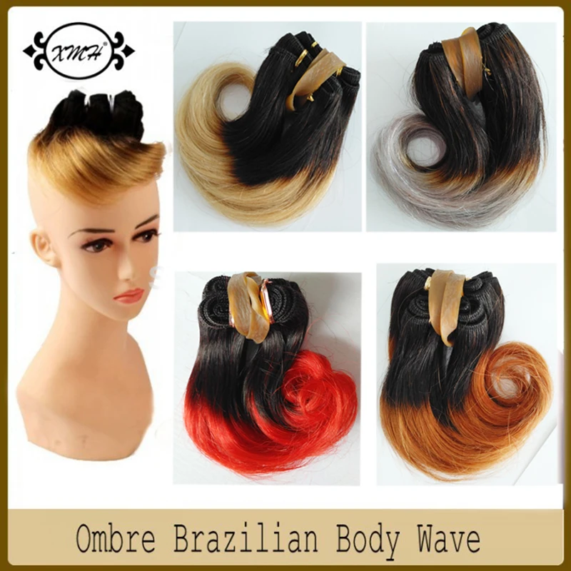 6 Inch Ombre 1b 30 27 Red Grey Peruvian Hair Short Weave Hair