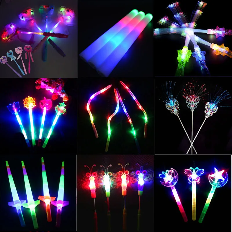 Multi Light Up Glowing Wand Fairy LED Magic Wands Stick Flashing Toy Girl Children's Day Gift