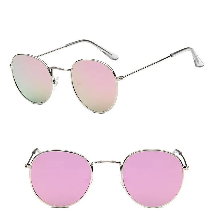 Yoovos круглые классические солнцезащитные очки для мужчин/женщин, металлические винтажные брендовые дизайнерские солнцезащитные очки, модные солнцезащитные очки для вождения - Цвет линз: SilverPink