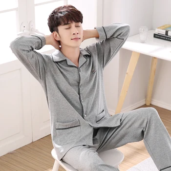 

Pyjamas Men Print Pyjama Homme Casual Plus Size M-XXXL 100% Cotton Sleepwear Mens Lounge Wear Loungewear Winter Sleep Sets