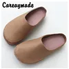 Careaymade/обувь из натуральной кожи с круглым носком в стиле ретро; Обувь для бабушек; Тапочки с художественной и художественной моделью; Тапочки ручной работы ► Фото 1/5