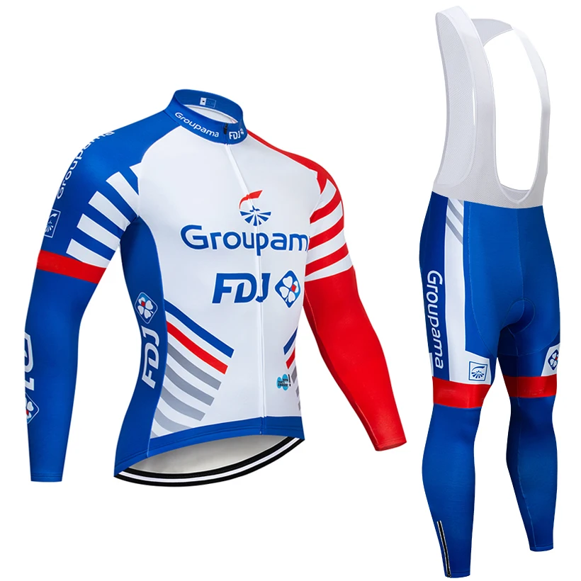 

2019 NEW FDJ CYCLING TEAM JERSEY Bibs pants set Ropa Ciclismo MENS winter thermal fleece pro BIke jacket Maillot wear