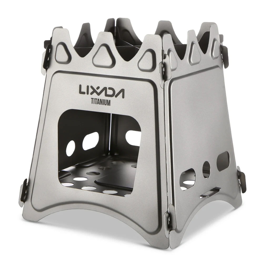 

Lixada Titanium Wood Stove Outdoor Camping Hiking Backpacking Picnic BBQ Lightweight Folding Wood Stove Wood Burning Stove