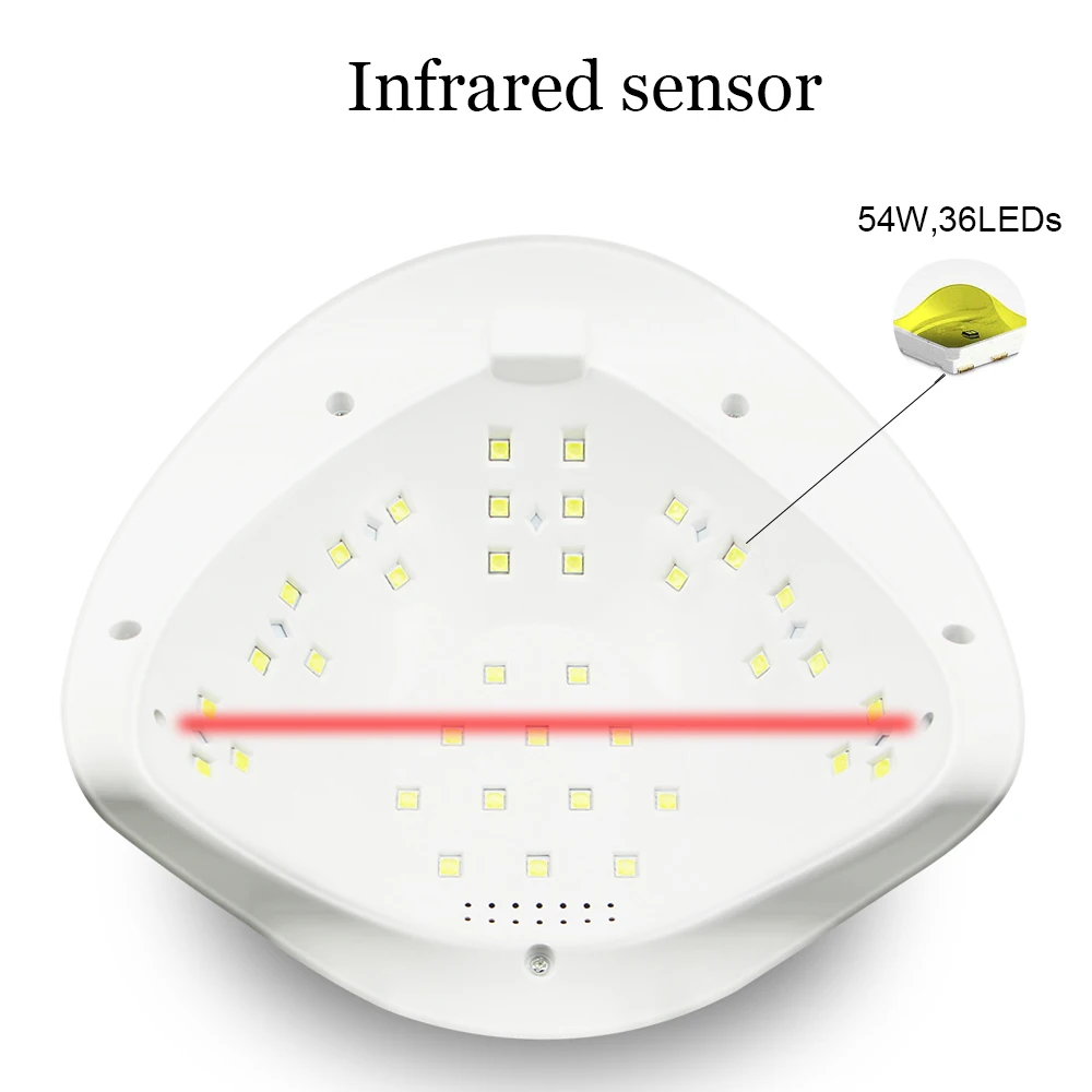 54/36 Вт SUNX светодиодная УФ-лампа для ногтей лак для ногтей Сушилка для ногтей Гель-лак отверждения 10/30/60/99s таймер инфракрасный датчик ЖК-дисплей Дисплей 36 светодиодный s УФ-лампа