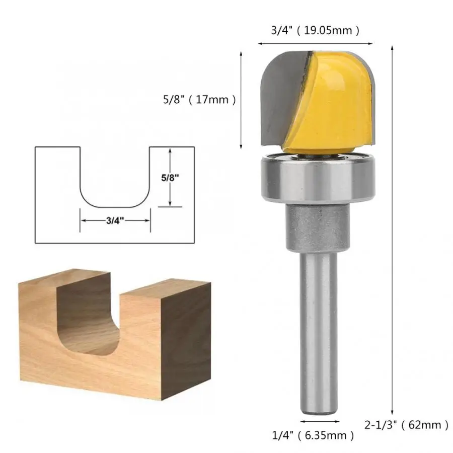 1 шт. 1/" хвостовик 3/4" диаметр чаши и лотка шаблонный маршрутизатор бит деревообрабатывающие фрезы роторные режущие инструменты