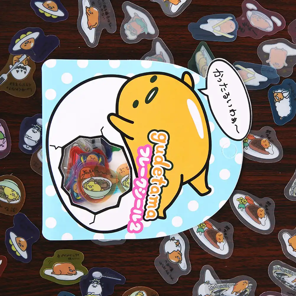 60 un Kawaii perezoso huevo gudetama Pegatina Copos Pack Craft Diario álbum De Recortes