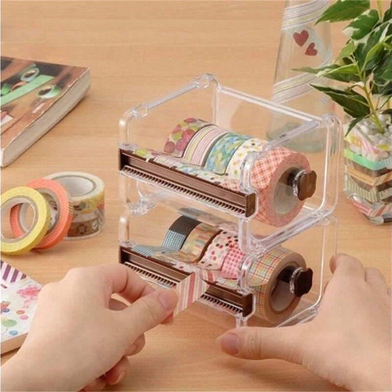 1Pcs Masking Tape Cutter Washi Tape Storage Organizer Cutter Holder Office Tape Dispenser Office Supplies Japanese Stationery