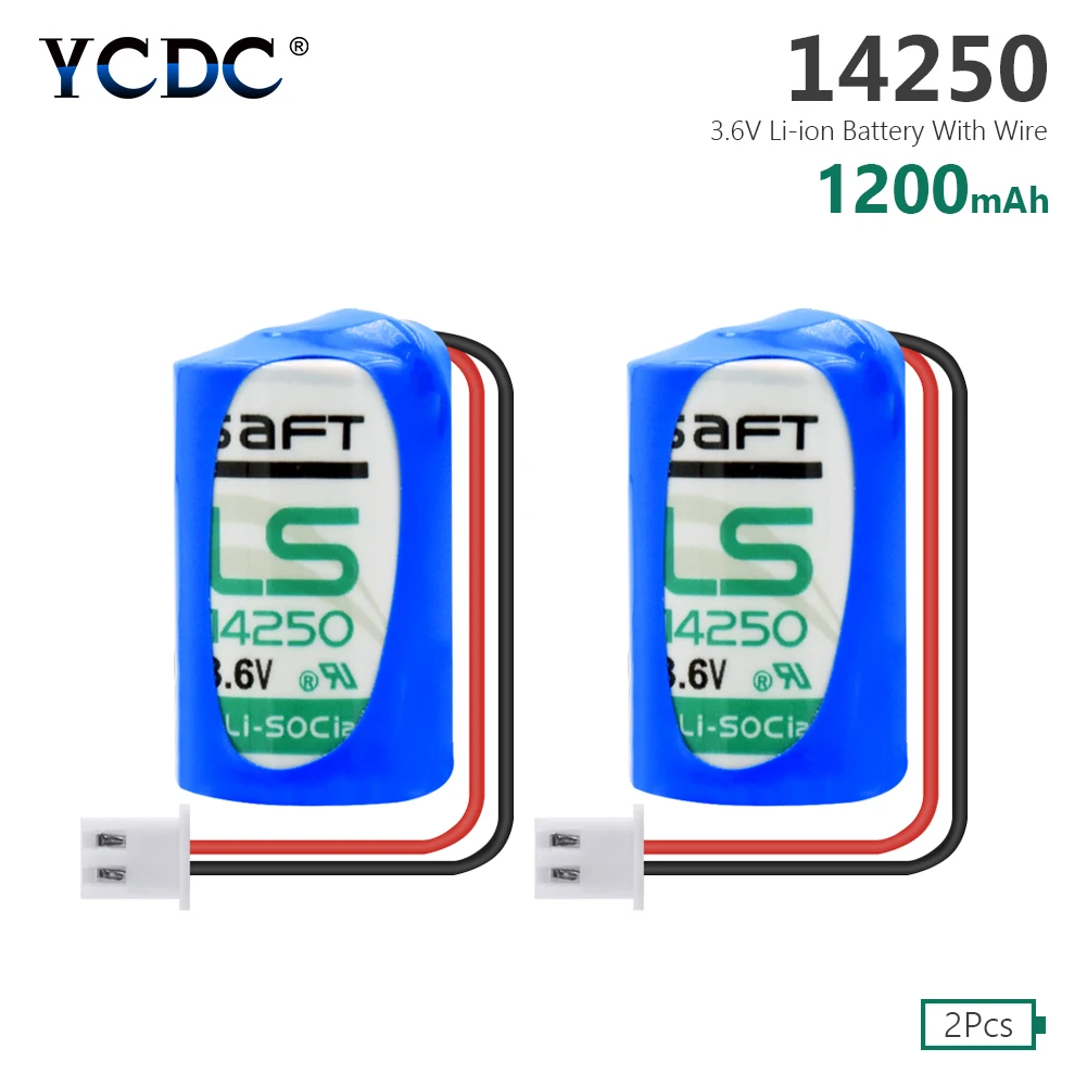 YCDC 2 шт 1/2AA Размер литиевая батарея 3,6 V 14250 SL350 L14250 с разъемом