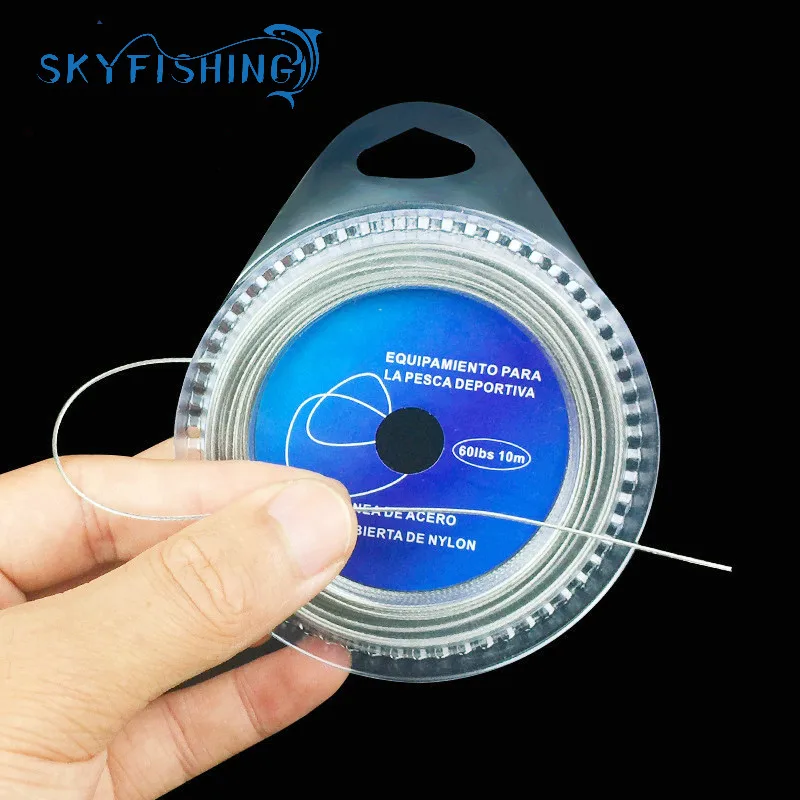 

Free shipping Fishing steel wire Fishing lines 10m max power 7 strands super soft wire lines Cover with plastic Waterproof GSX